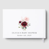 Burgund-Blume, rosa Blume, Boho, Babydusche Gästebuch (Rückseite)