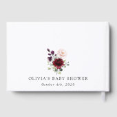 Burgund-Blume, rosa Blume, Boho, Babydusche Gästebuch (Rückseite)