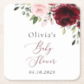 Burgund-Blume, rosa Blume, Boho, Babydusche Rechteckiger Pappuntersetzer (Vorderseite)