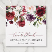 Burgund-Blume, rosa Blume, Boho-Brautparty Geschenkanhänger (Vorderseite)