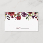 Burgund-Blume, rosa Blume, Boho-Brautparty Platzkarte (Vorderseite)