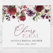 Burgund-Blume, rosa Blume, Boho-Brautparty Schaumweinetikett (Einzelnes Label)