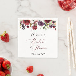 Burgund-Blume, rosa Blume, Boho-Brautparty Serviette