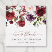 Burgund-Blume, rosa Blume, Boho, Geburtstag Geschenkanhänger (Vorderseite)