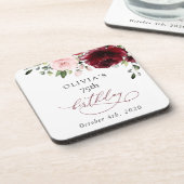 Burgund-Blume, rosa Blume, Boho, Geburtstag Getränkeuntersetzer (Linke Seite)