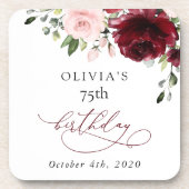 Burgund-Blume, rosa Blume, Boho, Geburtstag Getränkeuntersetzer (Vorderseite)