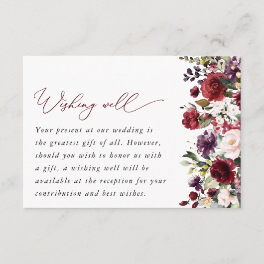 Burgund-Blume, rosa Blume, Boho, gut wollen Begleitkarte (Vorderseite)