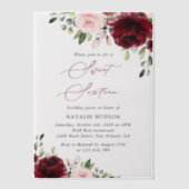 Burgund-Blume, rosa Blume, Boho, Sweet 16 Pergament Einladungen (Vorderseite)