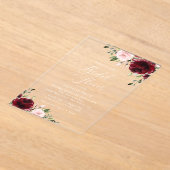 Burgund-Blume, rosa Blume, Brautparty Acryleinladungen (Ablage )