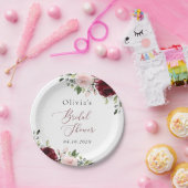 Burgund-Blume, rosa Blume, Brautparty Pappteller (Party)