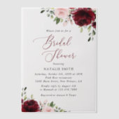 Burgund-Blume, rosa Blume, Brautparty Pergament Einladungen (Vorderseite)