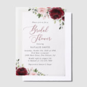 Burgund-Blume, rosa Blume, Brautparty Pergament Einladungen (Versetzt)