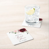 Burgund-Blume, rosa Blume, Brautparty Rechteckiger Pappuntersetzer (Vor Ort)