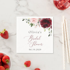 Burgund-Blume, rosa Blume, Brautparty Serviette