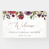 Burgund-Blume, rosa Blume, Bridal Willkommen Banner (Horizontal)