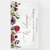 Burgund-Blume, rosa Blume, Bridal Willkommen Banner (Vertikal)