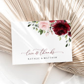 Burgund-Blume, rosa Blume, Grünpflanzen, Hochzeit Dankeskarte