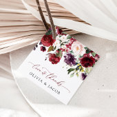 Burgund-Blume, rosa Blume, Grünpflanzen, Hochzeit Geschenkanhänger