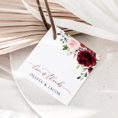 Burgund-Blume, rosa Blume, Grünpflanzen, Hochzeit Geschenkanhänger