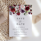 Burgund-Blume, rosa Blume, Grünpflanzen, Hochzeit Save The Date