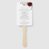 Burgund-Blume, rosa Blume, Hochzeitsprogramm Fächer (Rückseite)
