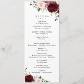 Burgund-Blume, rosa Blume, Hochzeitsprogramm Programm (Rückseite)