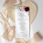 Burgund-Blume, rosa Blume, Hochzeitsprogramm Programm