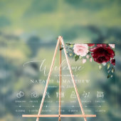 Burgund-Blume, rosa Blume, Hochzeitstunde Acrylschild (Neutral)