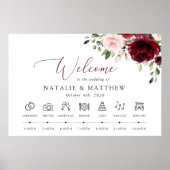 Burgund-Blume, rosa Blume, Hochzeitstunde Poster (Vorne)