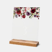 Burgund-Blume, rosa Blume, Tischnummern Acrylschild (Winkel)