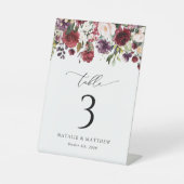 Burgund-Blume, rosa Blume, Tischnummern Sockelschild (Vorderseite)