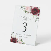 Burgund-Blume, rosa Blume, Tischnummern Sockelschild (Vorderseite)