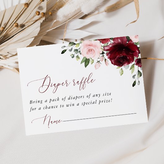 Burgund-Blume, rosa Blume, Windeln Begleitkarte