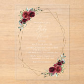 Burgund-Blume, Rote Blume, Babydusche Acryleinladungen (Vorderseite)