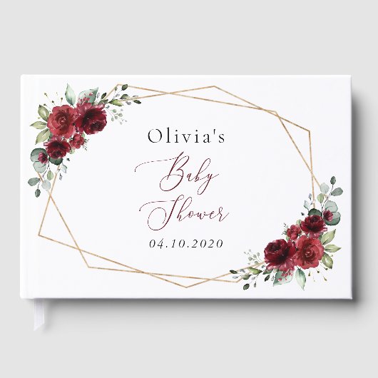 Burgund-Blume, Rote Blume, Babydusche Gästebuch (Vorderseite)