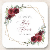 Burgund-Blume, Rote Blume, Babydusche Getränkeuntersetzer (Vorderseite)