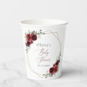 Burgund-Blume, Rote Blume, Babydusche Pappbecher (Rückseite)