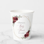 Burgund-Blume, Rote Blume, Babydusche Pappbecher (Vorderseite)