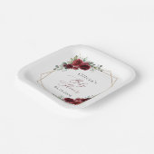 Burgund-Blume, Rote Blume, Babydusche Pappteller (Gewinkelt)