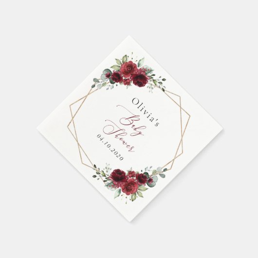 Burgund-Blume, Rote Blume, Babydusche Serviette (Ecke)