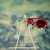 Burgund-Blume, Rote Blume, Babydusche Willkommen Acrylschild (Neutral)