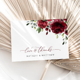 Burgund-Blume, Rote Blume, Blumenhochzeit Dankeskarte