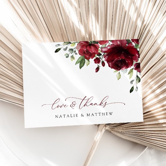 Burgund-Blume, Rote Blume, Blumenhochzeit Dankeskarte