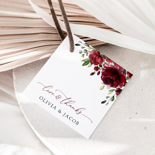 Burgund-Blume, Rote Blume, Blumenhochzeit Geschenkanhänger