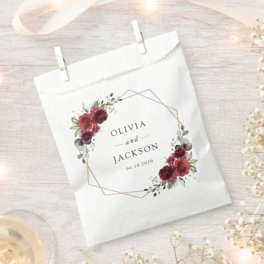 Burgund-Blume, Rote Blume, Blumenhochzeit Geschenktütchen (Ausgeschnitten)