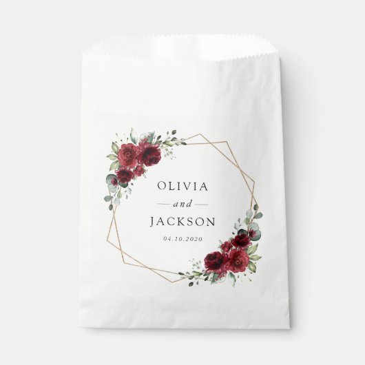 Burgund-Blume, Rote Blume, Blumenhochzeit Geschenktütchen (Vorderseite)