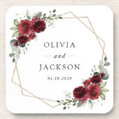 Burgund-Blume, Rote Blume, Blumenhochzeit Getränkeuntersetzer (Vorderseite)