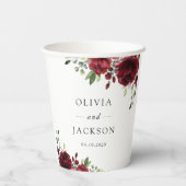 Burgund-Blume, Rote Blume, Blumenhochzeit Pappbecher (Rückseite)