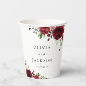 Burgund-Blume, Rote Blume, Blumenhochzeit Pappbecher (Vorderseite)