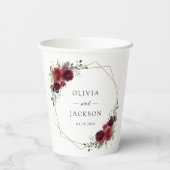 Burgund-Blume, Rote Blume, Blumenhochzeit Pappbecher (Rückseite)